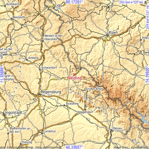 Topographic map of Weiding