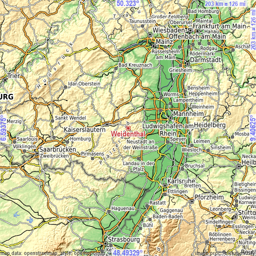 Topographic map of Weidenthal