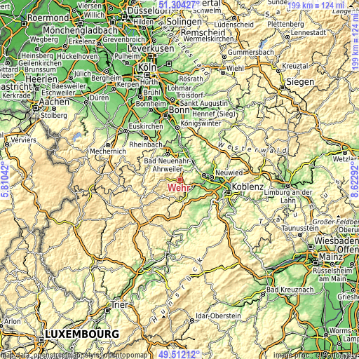 Topographic map of Wehr