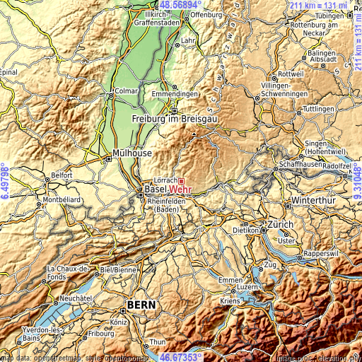 Topographic map of Wehr