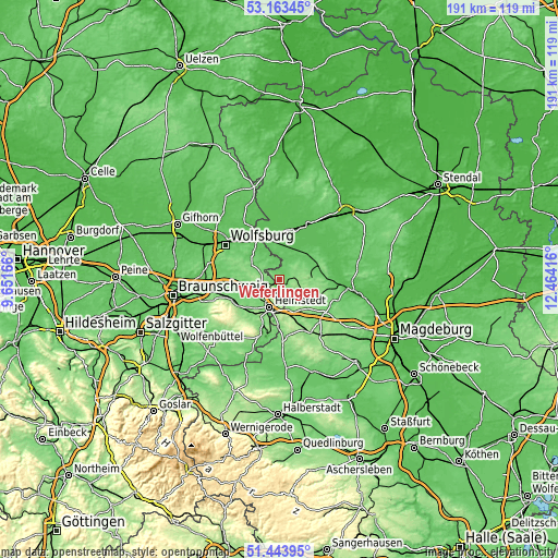Topographic map of Weferlingen