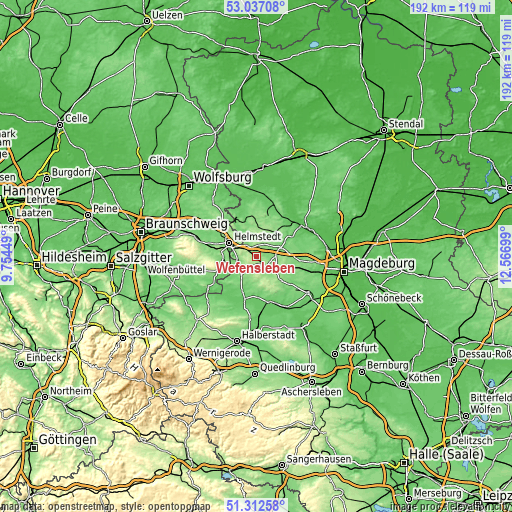 Topographic map of Wefensleben