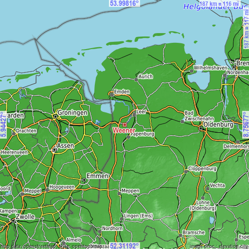 Topographic map of Weener