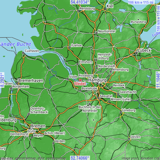 Topographic map of Wedel