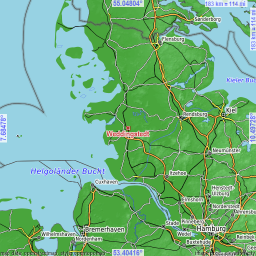 Topographic map of Weddingstedt