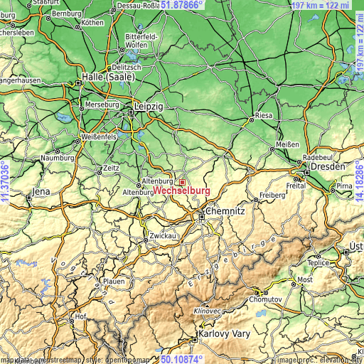 Topographic map of Wechselburg