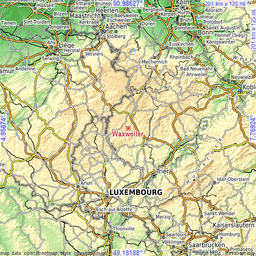 Topographic map of Waxweiler