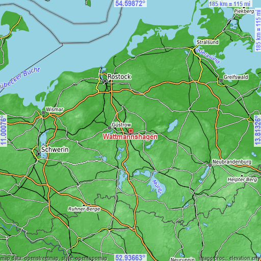 Topographic map of Wattmannshagen