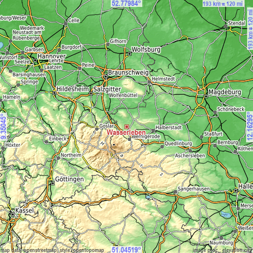 Topographic map of Wasserleben