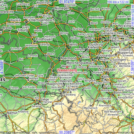 Topographic map of Wassenberg