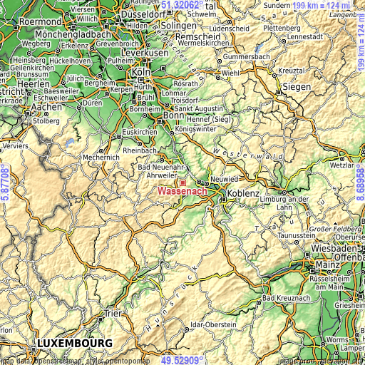 Topographic map of Wassenach