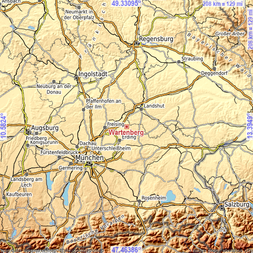 Topographic map of Wartenberg