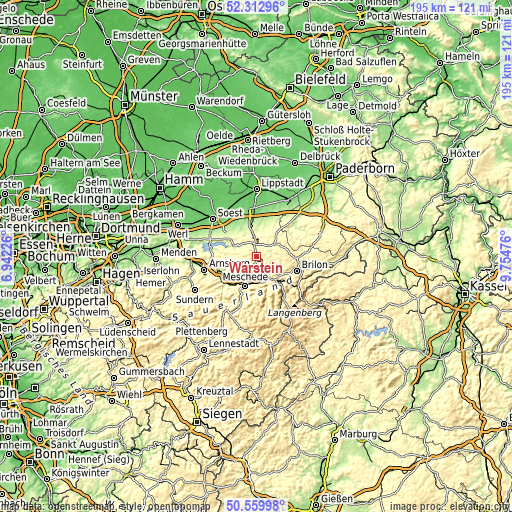 Topographic map of Warstein