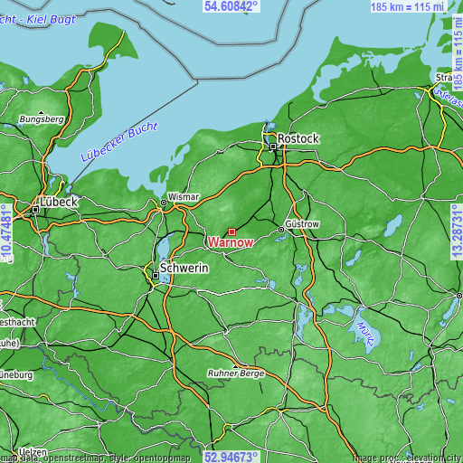 Topographic map of Warnow