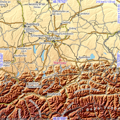 Topographic map of Warngau