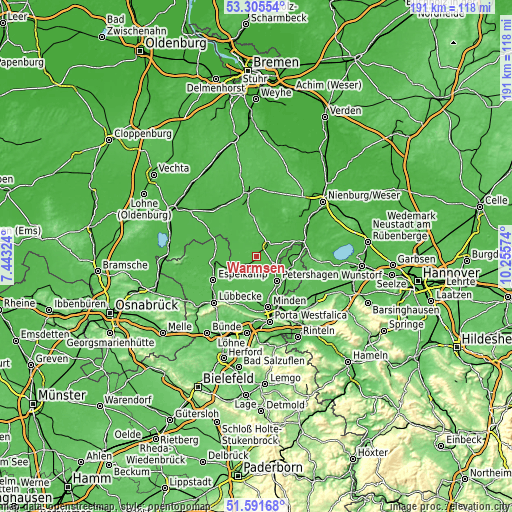 Topographic map of Warmsen