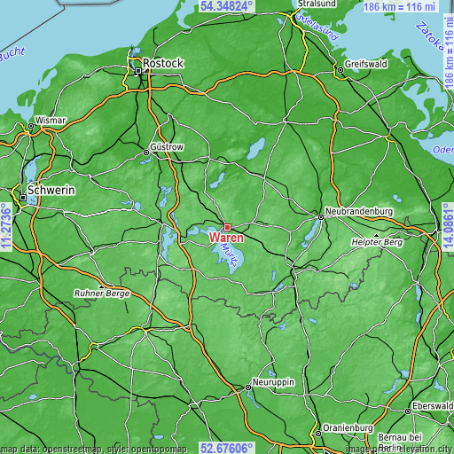 Topographic map of Waren