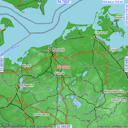 Topographic map of Wardow