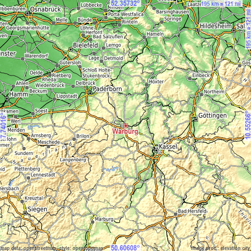 Topographic map of Warburg