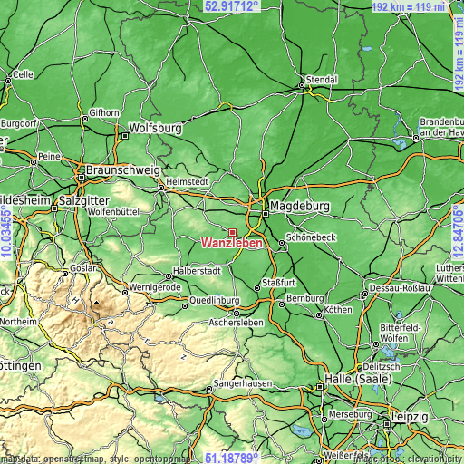 Topographic map of Wanzleben