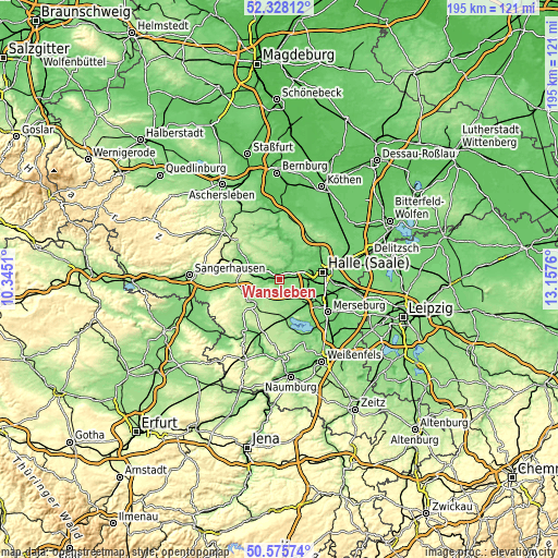 Topographic map of Wansleben
