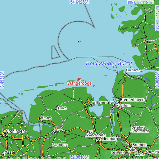 Topographic map of Wangerooge