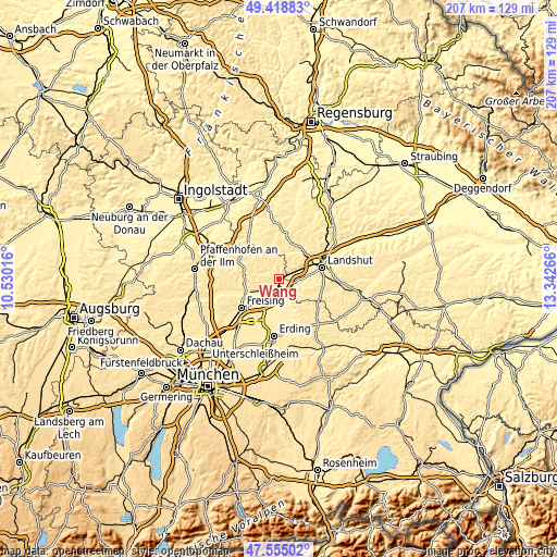 Topographic map of Wang