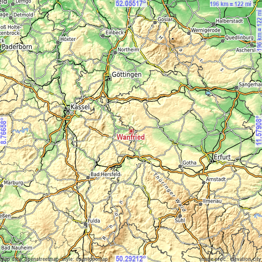 Topographic map of Wanfried