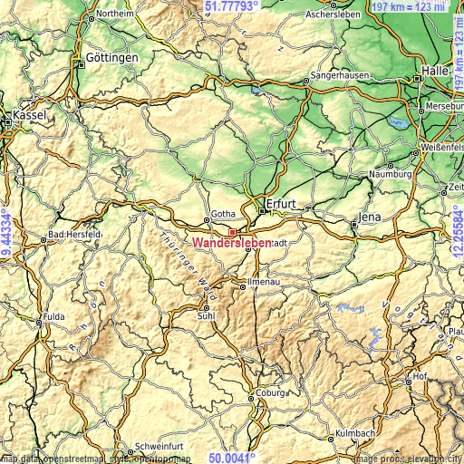 Topographic map of Wandersleben