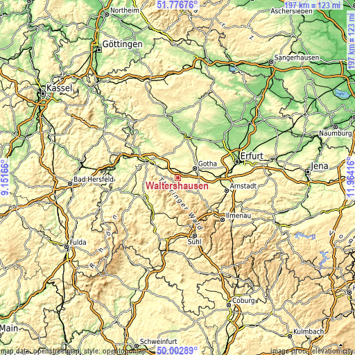 Topographic map of Waltershausen