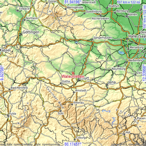 Topographic map of Walschleben