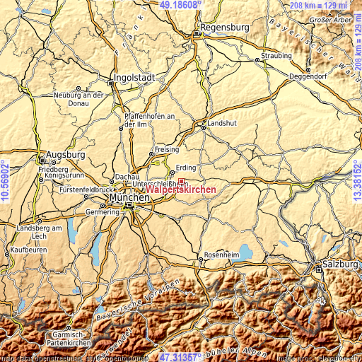 Topographic map of Walpertskirchen