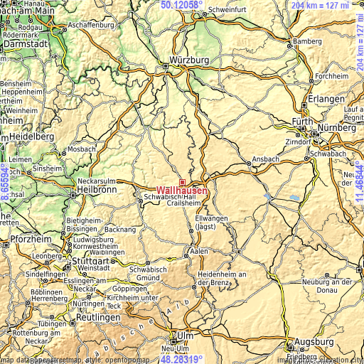 Topographic map of Wallhausen