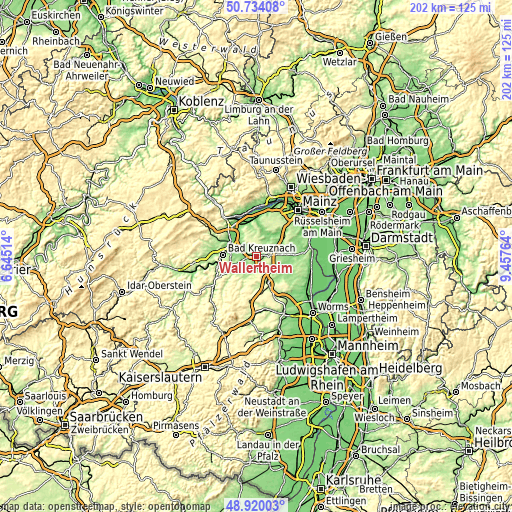 Topographic map of Wallertheim