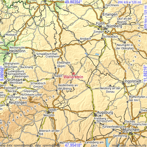 Topographic map of Wallerstein