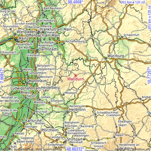 Topographic map of Walldürn