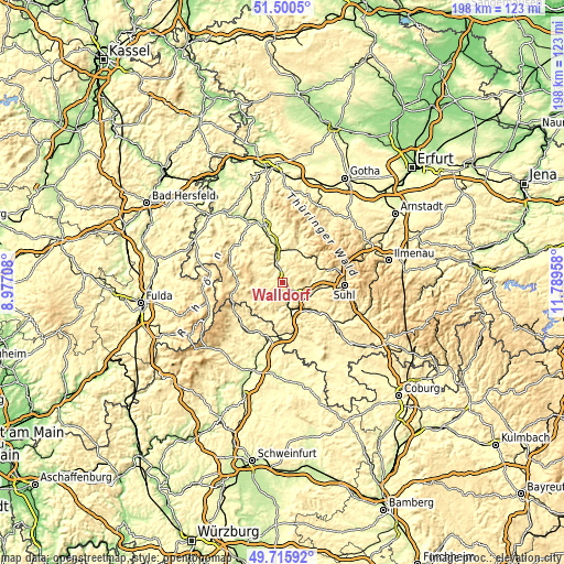 Topographic map of Walldorf