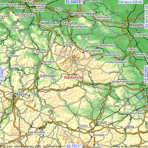 Topographic map of Walkenried