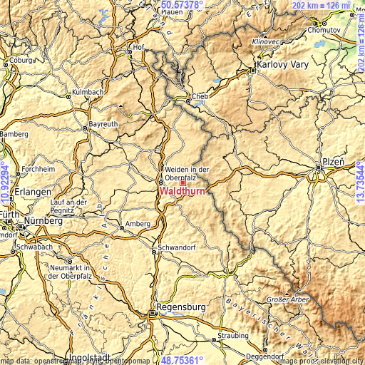 Topographic map of Waldthurn