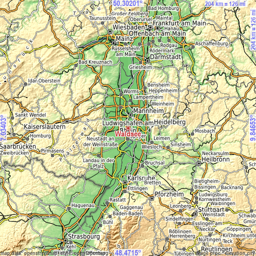 Topographic map of Waldsee