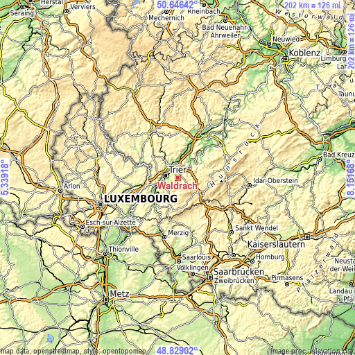 Topographic map of Waldrach
