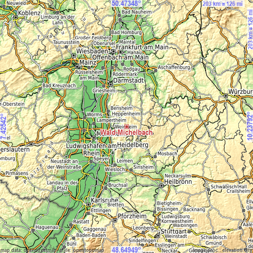 Topographic map of Wald-Michelbach