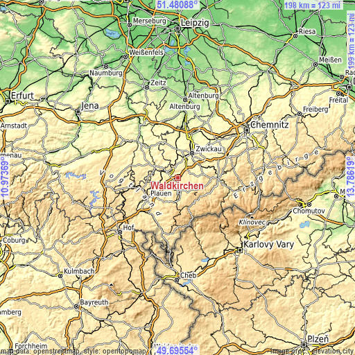 Topographic map of Waldkirchen