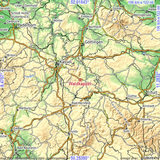 Topographic map of Waldkappel