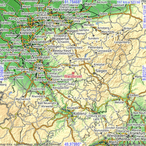 Topographic map of Waldbröl