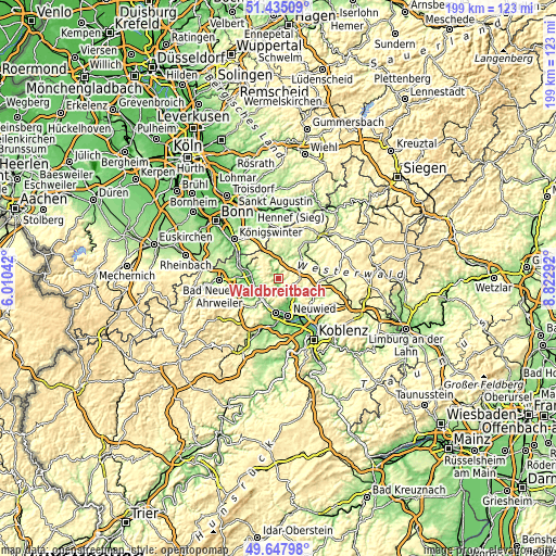 Topographic map of Waldbreitbach