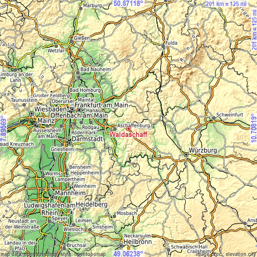 Topographic map of Waldaschaff