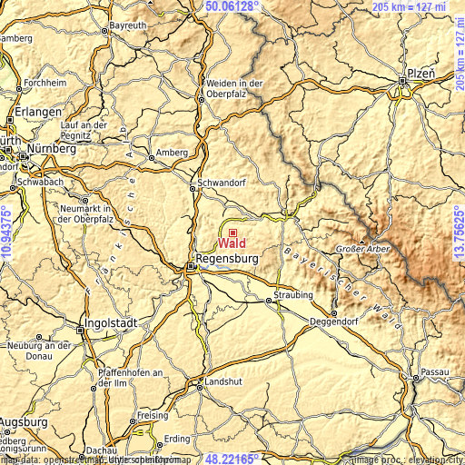 Topographic map of Wald