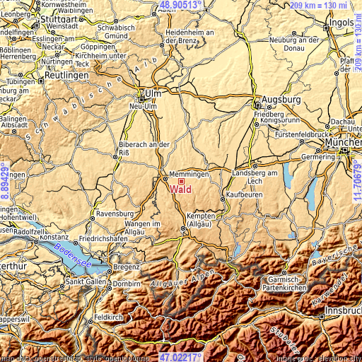 Topographic map of Wald