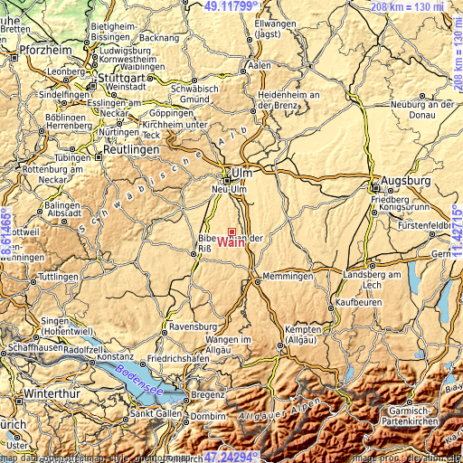 Topographic map of Wain